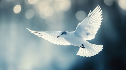 Obraz premium White Dove in Flight: A Symbol of Peace and Hope