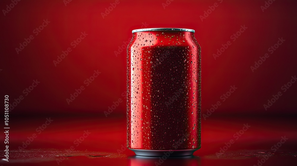Poster sod can icon in realistic red vector for branding purposes.image