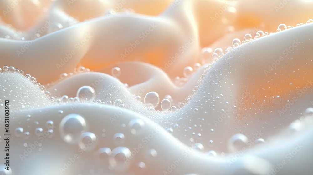 Poster vector file demonstrates detergent bubbles effectively removing dirt and germs from fabric fibers.image