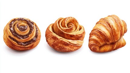 Fototapeta premium Flavorful Pastries with Warm Lighting on White Background
