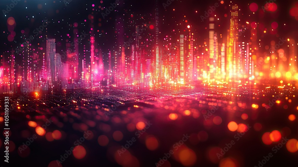Leinwandbilder background featuring an audio spectrum and digital circuit patterns, creating an immersive visual.image