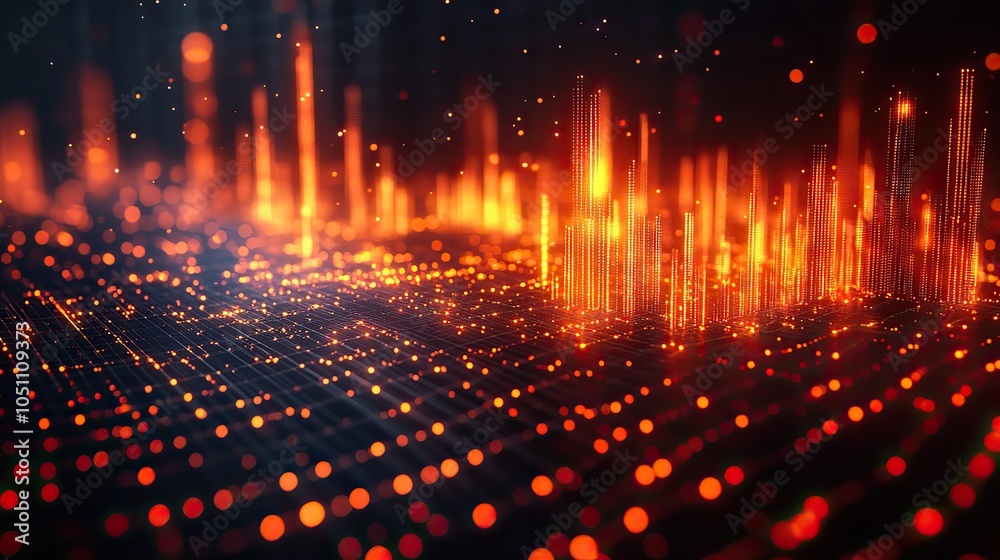 Leinwandbilder background featuring an audio spectrum and digital circuit patterns, creating an immersive visual.
