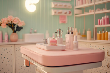 Chic Manicure Table Nail Salon Background for Luxurious and Relaxing Spa Experiences