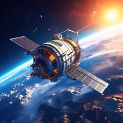 Obraz premium the AI Image Generator, Space telescope orbiting planet earth