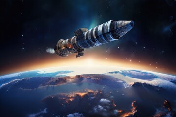 Naklejka premium the AI Image Generator, Space telescope orbiting planet earth