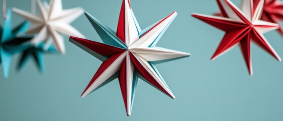 Obraz premium Red, White, and Blue Paper Star Ornament