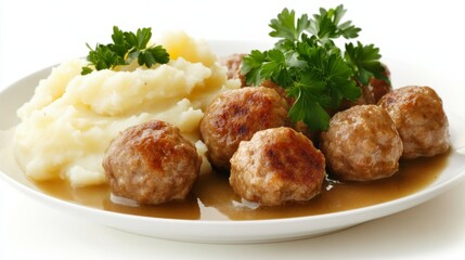 Artistic Meatballs with Mashed Potatoes and Gravy