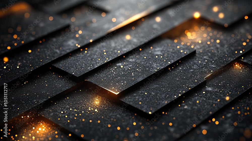 Poster black background with golden lines, creating an elegant and geometric design, perfect for formal and luxury themes.
