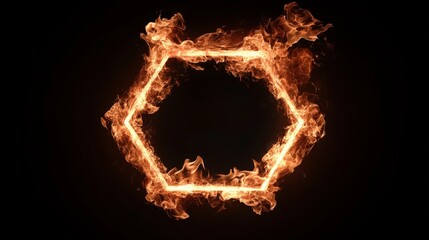 Burning fire frame in the shape of a pentagon generative ai