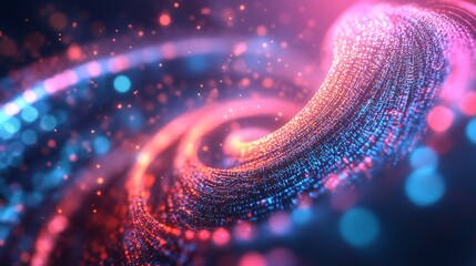 Abstract Swirling Pink and Blue Lights with Bokeh Effect
