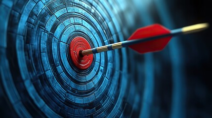 blue round-shaped target with an arrow symbolizes goal setting and precision in this vector illustration.stock photo