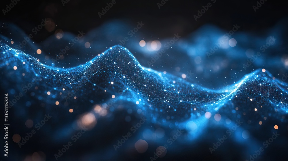 Leinwandbilder blurred blue background with lines and dots, used as technology banner for business or dat visualiza
