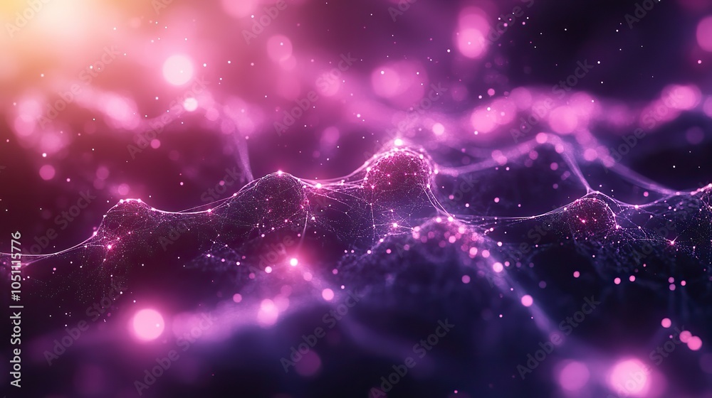 Aufkleber blurred purple network of people forming an abstract connection.image