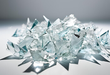 Scattered Broken Glass with Fine Details on White