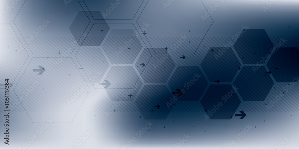 Wall mural modern abstract background in vector design with hexagonal patterns and arrows on a blue gradient. i