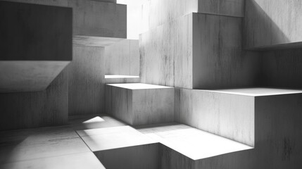 Obraz premium Abstract Geometric Composition of White Concrete Blocks