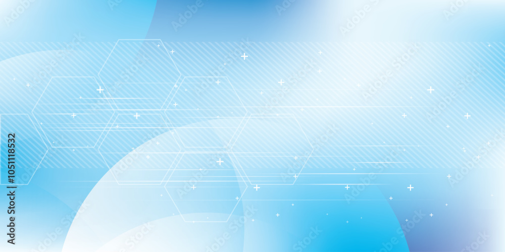 Wall mural modern abstract background in vector design with hexagonal patterns and arrows on a blue gradient. i