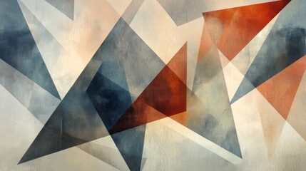 Abstract Geometric Pattern in Blue, Red, and Cream Tones