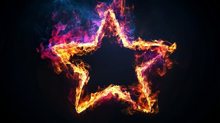 Fire frame in the shape of a burning star generative ai