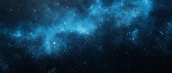 Fototapeta premium A Deep Blue Cosmic Night Sky with Scattered Stars and Nebulas