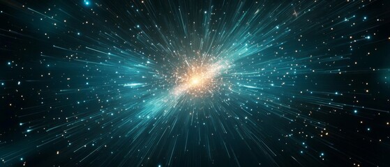 Fototapeta premium Abstract Cosmic Burst with Glowing Lines and Stars