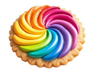Sugar cookie with colorful rainbow glaze, cheerful and playful, Transparent PNG,  clipping path