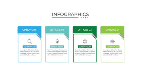 Process business infographic thin line with square template design with icons and 4 options or steps.