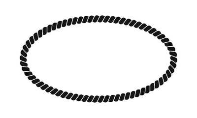 Oval rope frame. Thread, twine, jute or cable decoration element in ellipse shape. Maritime, yacht or nautical style ornament isolated on white background. Vector graphic illustration. © vikusha_art