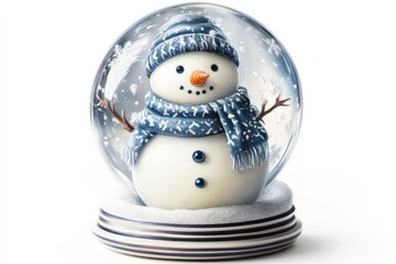 Snowman in a snow globe.