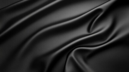 Obraz premium Luxurious black silk fabric texture background for fashion and textile design smooth,