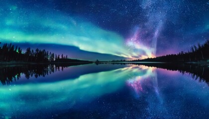 オーロラが出た海辺