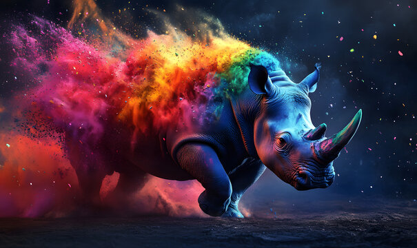 Fantasy and beautiful rhino explosion special effects, rhino, beautiful rhino, mobile wallpaper, computer wallpaper, background