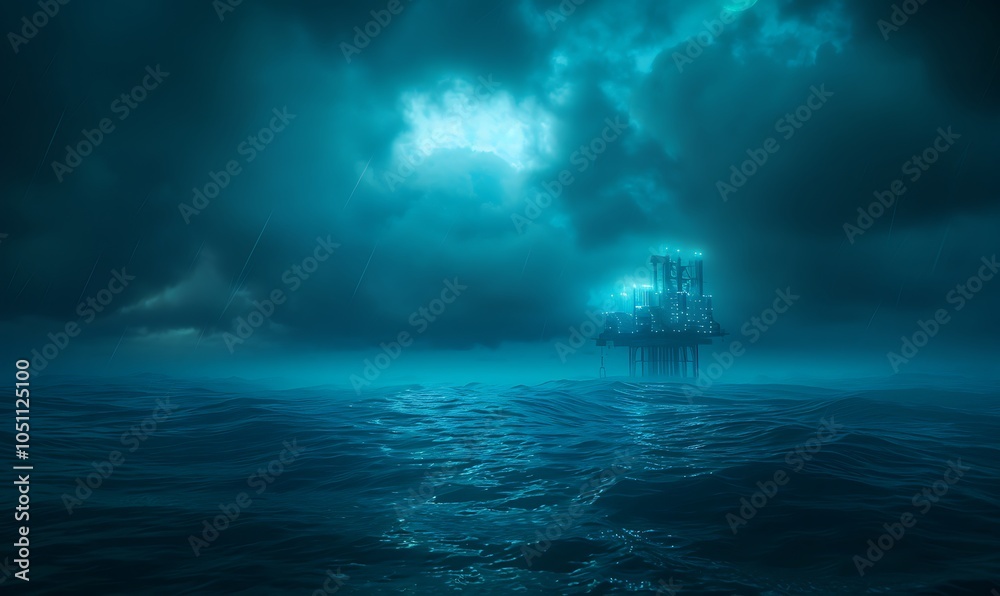 Poster High-Tech Offshore Fuel Processing Platform Converting Ocean Resources into Clean Energy