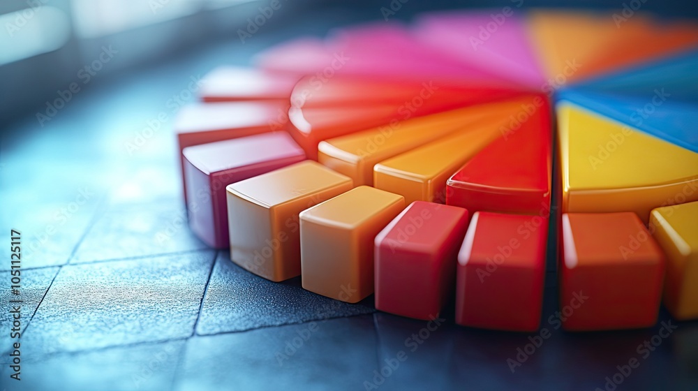 Poster color-coded pie chart segment features various slice sizes and shapes, useful for infographics.