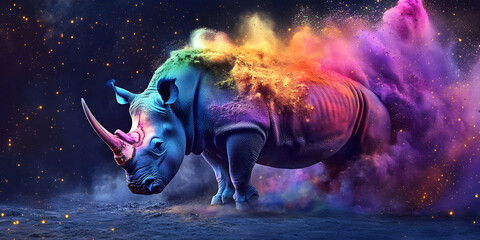 Fantasy and beautiful rhino explosion special effects, rhino, beautiful rhino, mobile wallpaper, computer wallpaper, background