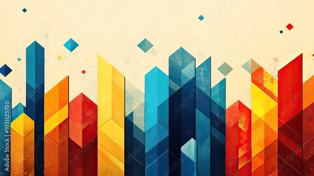 Poster colorful arrow-patterned background with plenty of space for text, providing clean, modern design for presentations.stock photo