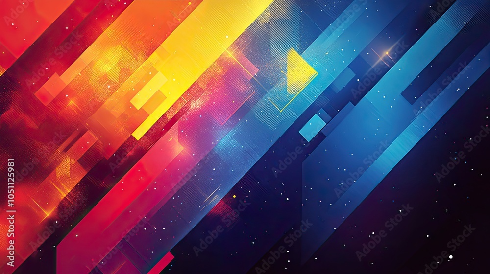Aufkleber colorful background with arrows pointing in multiple directions, symbolizing the outreach and expans