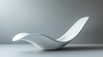 A sleek, modern white sculpture resembling a flowing form, designed for aesthetic appeal.