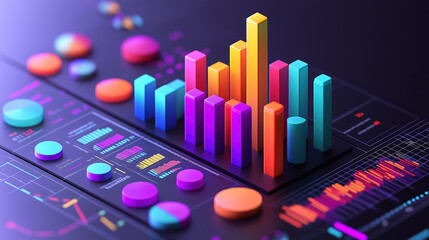 Obraz premium Visualizing economic growth through ascending charts in a dynamic business analysis illustration