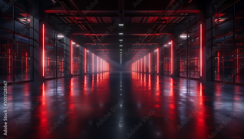 Poster high-tech industrial lab developing innovations in energy production with robotic systems