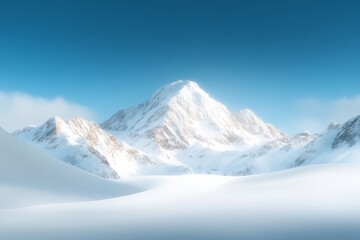 Obraz premium Snow-Covered Mountain Peak Against a Clear Blue Sky.