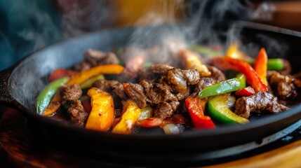 Close-Up of Fajitas with Natural Lighting and High Contrast