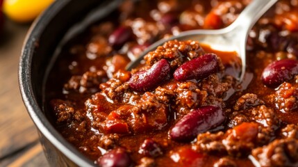 Close-Up of Scrumptious Chili in Casual Dining Setting