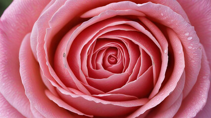 Close up of pink rose flower pink rose close up macro forming a solid green background,
