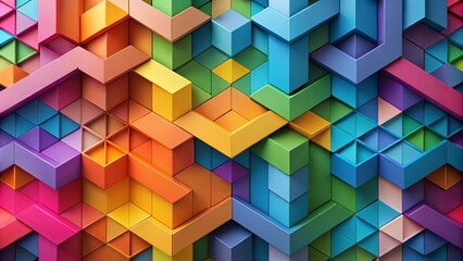 Obraz premium A symphony of vibrant hues in a geometric dance, a kaleidoscope of shapes interwoven in a mesmerizing pattern