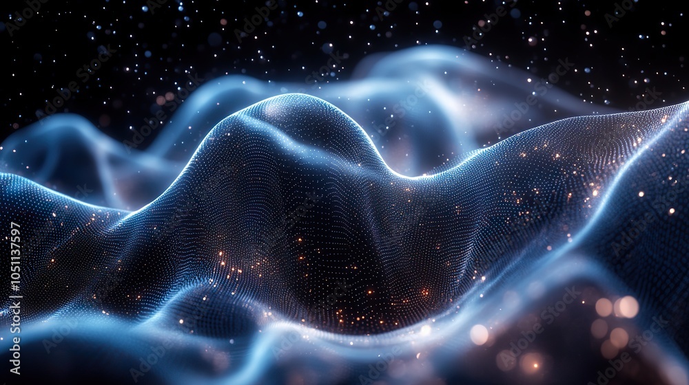 Fototapete digital mesh pattern with woven lines and network dots representing futuristic technology.stock phot