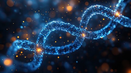 digital representation of DN on dark background, symbolizing scientific innovation.