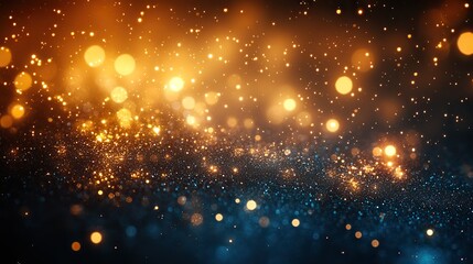 Fototapeta premium dreamy gold and turquoise bokeh background with glittering lights, ideal for festive banners or holiday party invitations with hint of elegance and joy.
