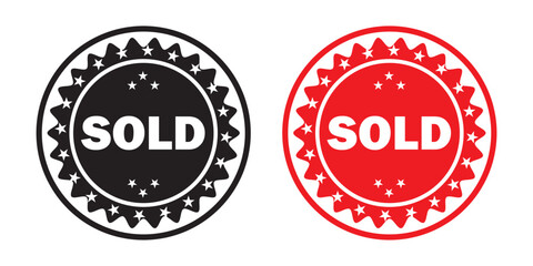 Sold stamp, badge, Sale and stickers icon set vector. Sold stamp on vintage grunge style. vector illustration.