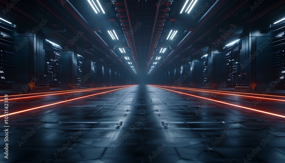 Poster Ultra-Modern Factory with Autonomous Drones and Robotic Arms Managing High-Tech Production Lines
